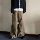 Hearujoy Knee Double Pleated Diamond Cut Wide Leg Cargo Pants for Men Straight Vintage Baggy Trousers Oversized Loose Overalls